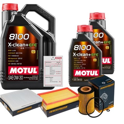 DENCKERMANN Inspektionspaket 7L MOTUL 8100 X-CLEAN 0W-30 für VW Multivan VI 2.0