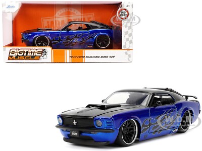 1970 FORD MUSTANG BOSS 429 BLACK & BLUE 1/24 DIECAST MODEL CAR BY