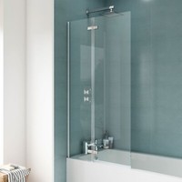 Nuie Ella Straight Hinged Bath Screen 5mm Toughened Glass Modern Bathroom Shower