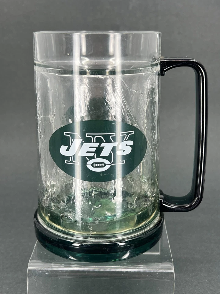 Taza congelador de cristal de la NFL New York Jets 16 oz - Taza de fútbol americano Duck House COMO NUEVA Foto 3 de 4