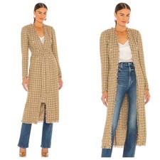 L'agence Nwt Oakley Double-breasted Belted Tweed Coat In Dark Camel Size 8