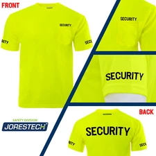 SECURITY Hi Vis Safety T Shirts Fast Drying Work Sports Short Sleeve JORESTECH