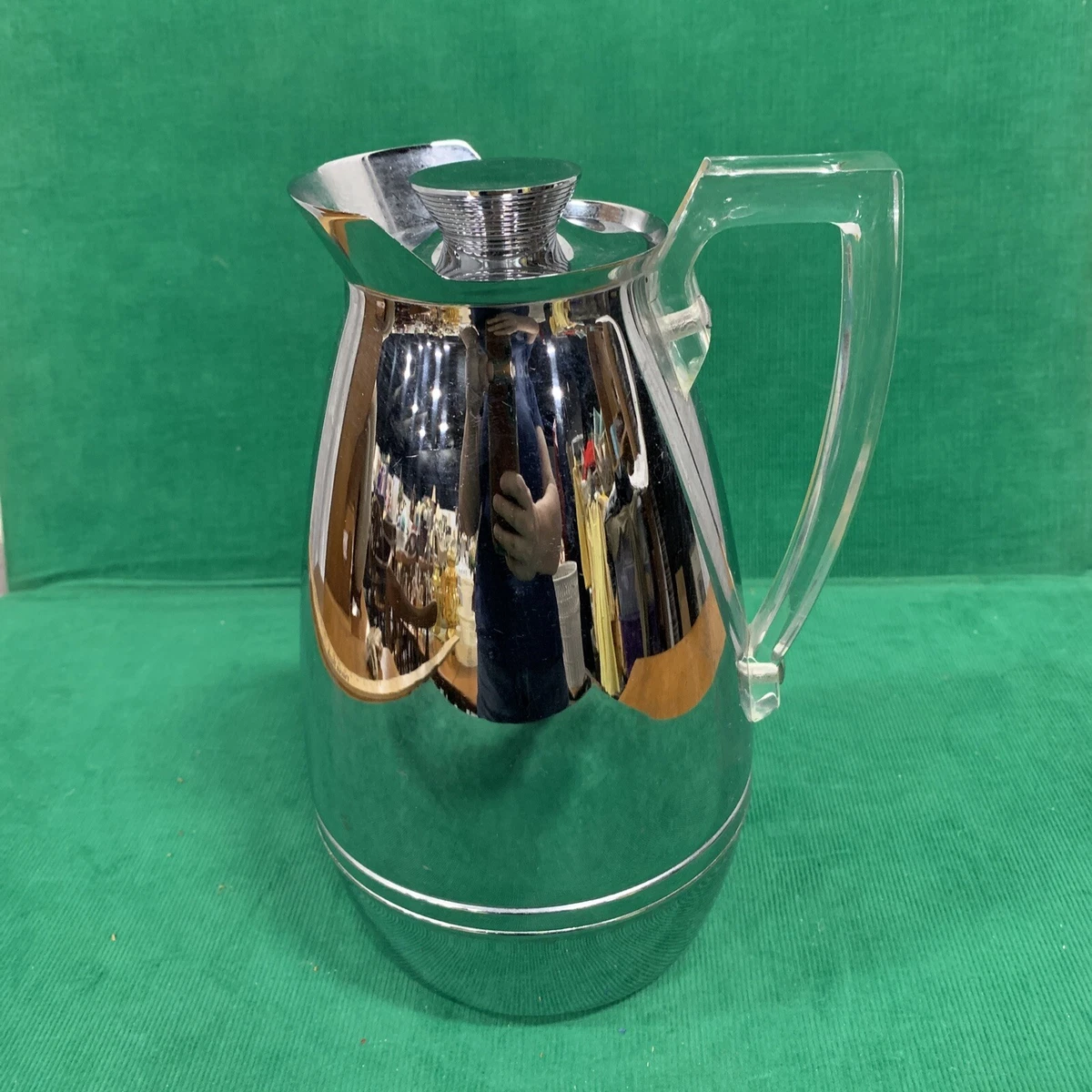 Vintage Thermos 585J Coffee Carafe Insulated Pitcher Chrome With Lucite  Handle