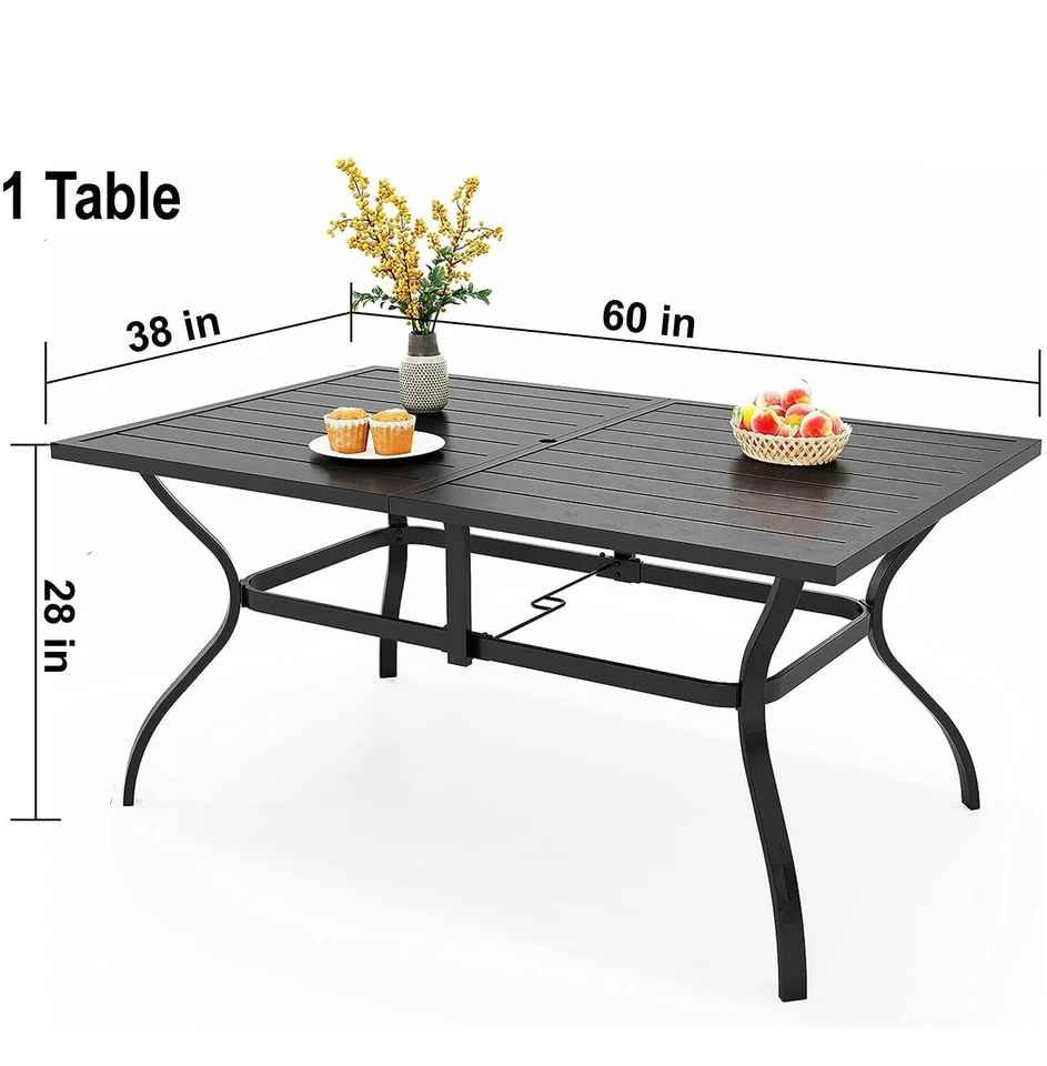 Outdoor Patio Tables with 1.57" Umbrella Hole Metal Rectangular 6 Person Table - Image 3 of 4