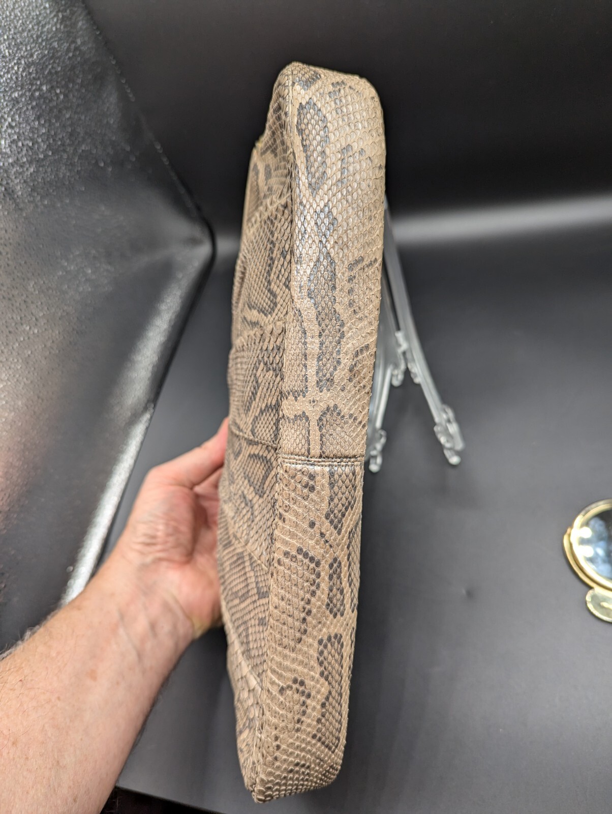 Judith Leiber Couture Python Clutch/Crossbody Cha… - image 8