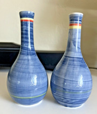Dudson Artisan Blue Bud Vases Marked 1993 and 1994 set 2 Made in England 5 1/2