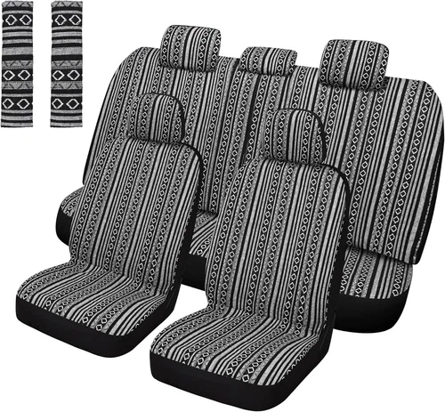 Baja Saddle Blanket Car Seat Covers Full Set with Seat Belt Pads,Washable Breath