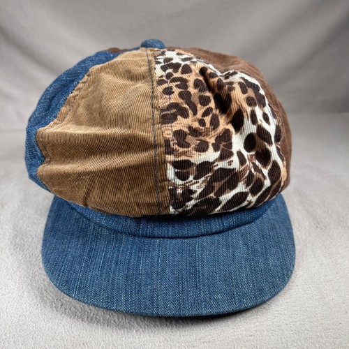 The Childrens Place Newsboy Hat Girls 4-6 Blue Cabbie Cap Leopard Corduroy Y2k - Picture 5 of 11