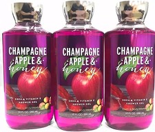 3 BATH  BODY WORKS CHAMPAGNE APPLE  HONEY SHOWER GEL BODY WASH 10 OZ EACH