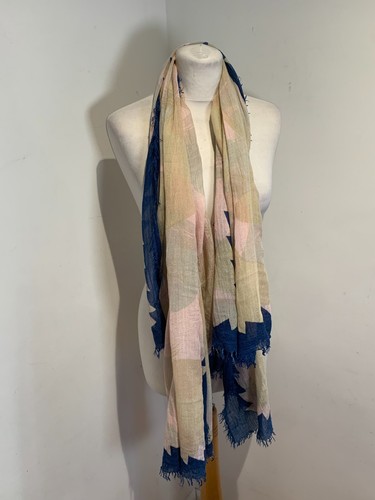 Zadig & Voltaire shawl scarf wrap pink beige blue lightweight woven