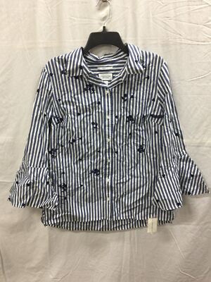 Charter Club Cotton Embroidered Blouse (Classic Blue Combo) 12