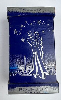 RARE Talcum Powder Bourjois NY Victory Package Evening In Paris 1930s 1/2 FULL