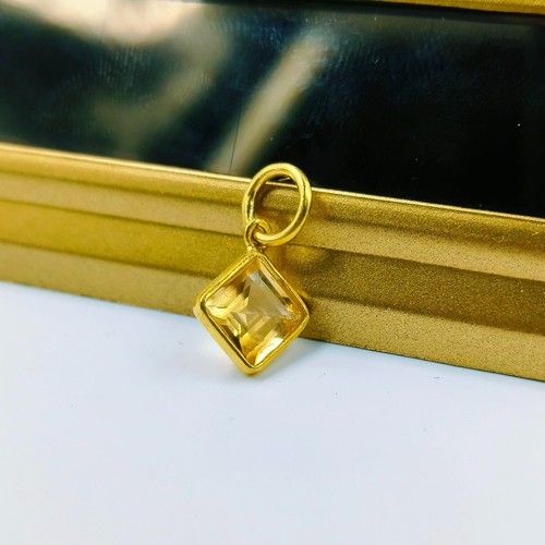 Pequeño dije de oro citrino sólido de 14k con dije colgante hecho a mano - Imagen 5 de 8
