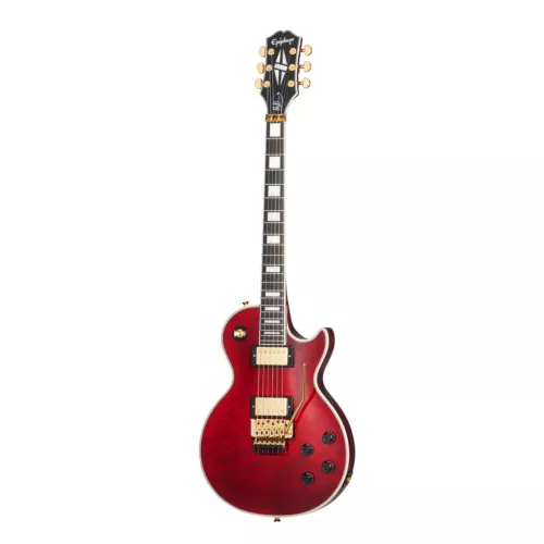 Epiphone Alex Lifeson Les Paul Custom Axcess Guitar, 4A Quilt Maple, Ruby