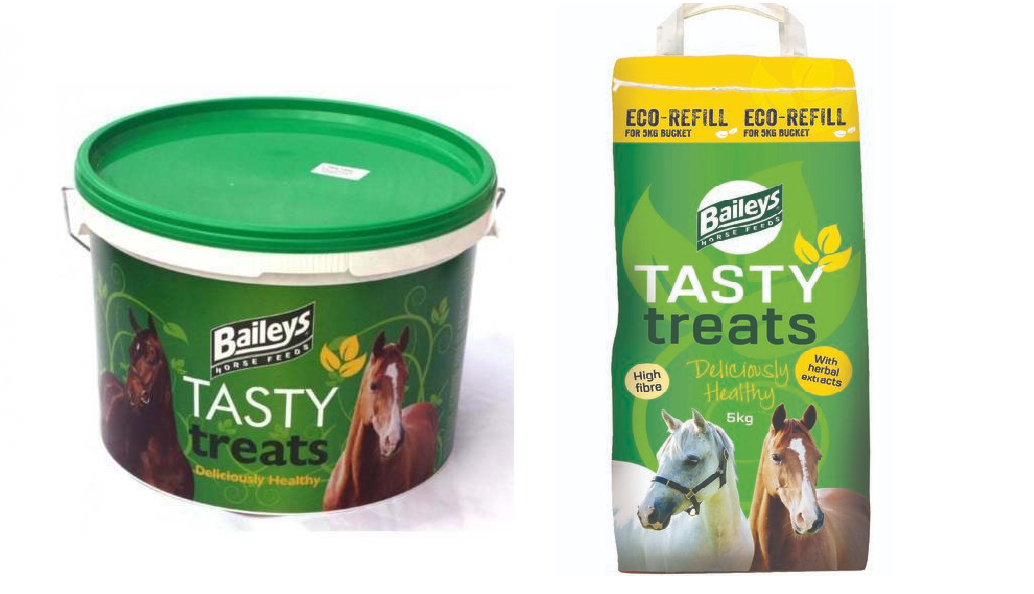 BAILEYS TASTY TREATS HORSE FOOD TREATS TUBS & ECO REFILL PACKS 5KG or 2