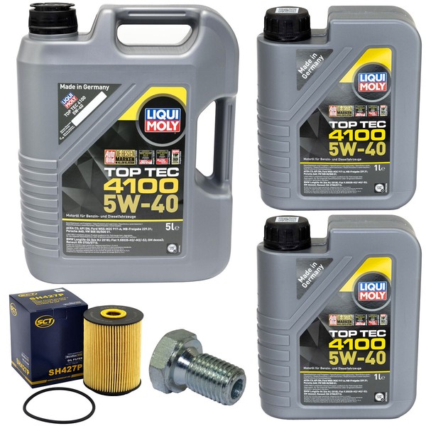 MotoröL Set 4100 5W-40 Liqui Moly 7 Liter + ÖLfilter + Schraube FüR Bmw 5Er 7Er-image