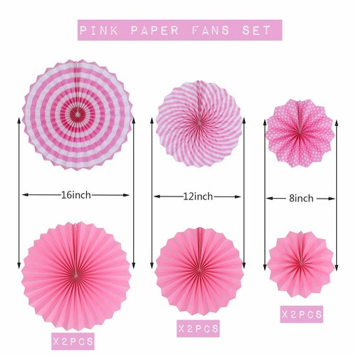 Paper Fan SET Wedding Birthday Party Home Baby Shower Retro Photo Prop Decor - Picture 15 of 94