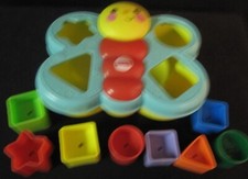 Fisher Price Yellow Butterfly Shape Sorter with Extra Blocks Star Circle Square