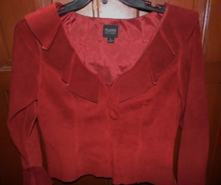 Haut Wilsons Leather Véritable Cuir Daim Bordeaux Col Volanté T.L NEUVE - Photo 1/4
