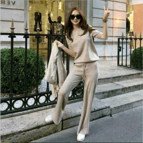 2Pcs/set Women's Short-sleeved Cashmere 