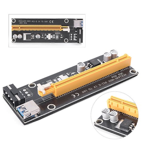 USB 3.0 1x to 16x Extender Riser Card Adapter SATA Power Cable PCI-E Express r5i - 第 1/9 張圖片