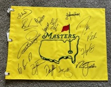 Masters Golf Flag Hand Signed By 15 Masters Champions with COA