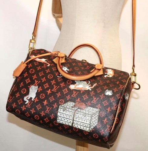 LOUIS VUITTON Catgram Speedy 30 Bag M44401 Grace Coddington Crossbody Auth Mint - Picture 10 of 12