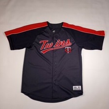 Minnesota Twins Baseball Jersey Adult Size Large Gray/Red Button Front MLB TC