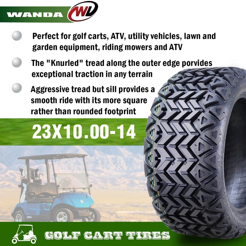 WANDA 23X10-14 Golf Cart ATV Tires 4 Ply 23x10x14 -Set 2 -14035 - Image 2 of 4