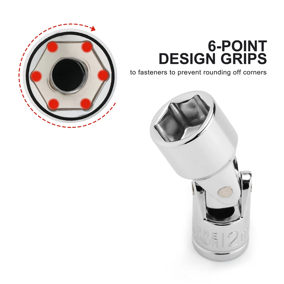 19PCS 1/4" Drive Universal Joint Socket Set  Metric 5mm-15mm &SAE 3/16" to 9/16" - Image 4 of 4