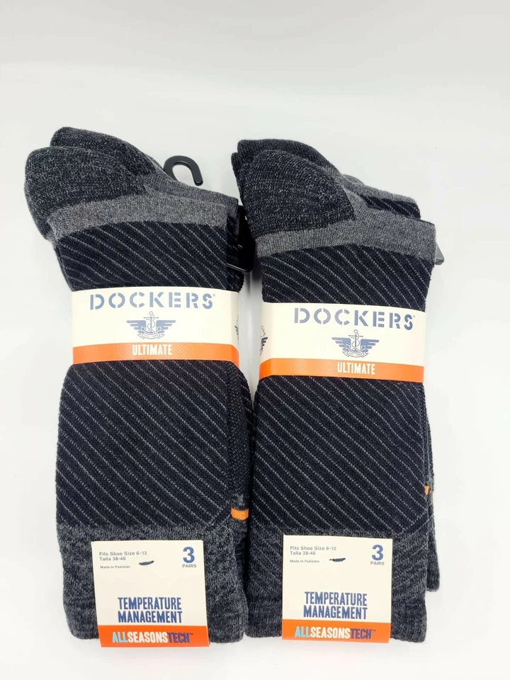 DOCKERS Ultimate Hombre 6 Pares Manejo de Temperatura Negro Calcetines Talla 6-12 Foto 2 de 4