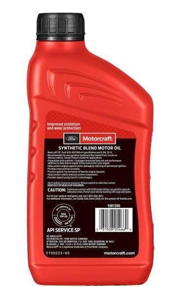 ー 6 Quarts OEM FORD Premium Synthetic Blend Motor Oil