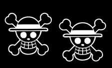 One Piece Luffy Straw Hat Pirate TWO White Vinyl Graphic Decal Car Truck Windows