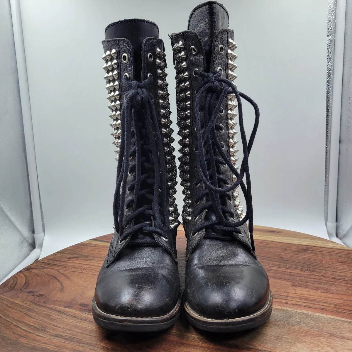 Steve Madden Tropador Combat Boots Women s 6M Black Brown Leather