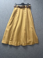 Marks & S St Michael skirt size 26" camel pure wool A line button detail belt
