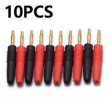 10X 4mm Wire Cord Solder Type Male Banana Plug Jack Connector Gold Plated