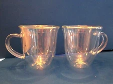 Set of 2 Double Wall Insulated Glasses Espresso Cup Thermo Mug 5.4 Oz Joy Jolt