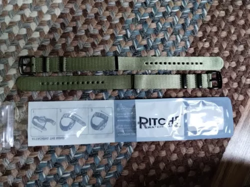 Ritche New Green 3-Ring Ballistic Nylon Military Diver Watch Straps Set of 2