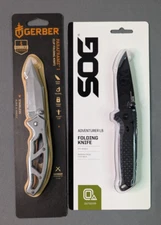 Gerber Paraframe I & SOG Adventurer LB Pocket Knife Pair - New