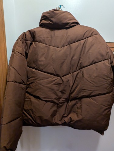 Women's XL Brown Amazon Essentials Brown Mock Neck Puffer Jacket NWT - Picture 10 of 11