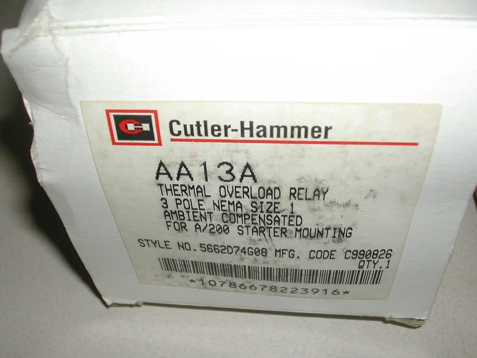 CUTLER HAMMER AA131A 3-POLE THERMAL OVERLOAD RELAY 5662D74G08 NEMA SIZE 1 NEW O7 - Image 3 of 3