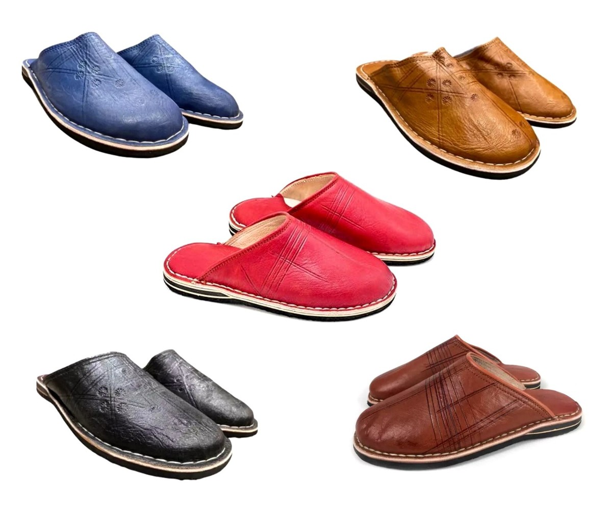 Amazigh Babouches En Cuir Camel LEATHER Slippers With Heels