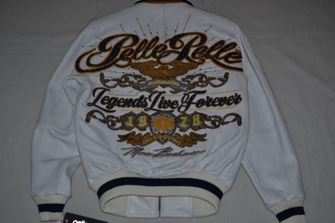 Pelle Pelle Men's LEATHER Jacket LEGEND LIVE FOREVER WHITE All SIzes NEW LIMITED