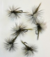 6 No Sooty Olive Parachute dry fly with white post - size 16 barbless