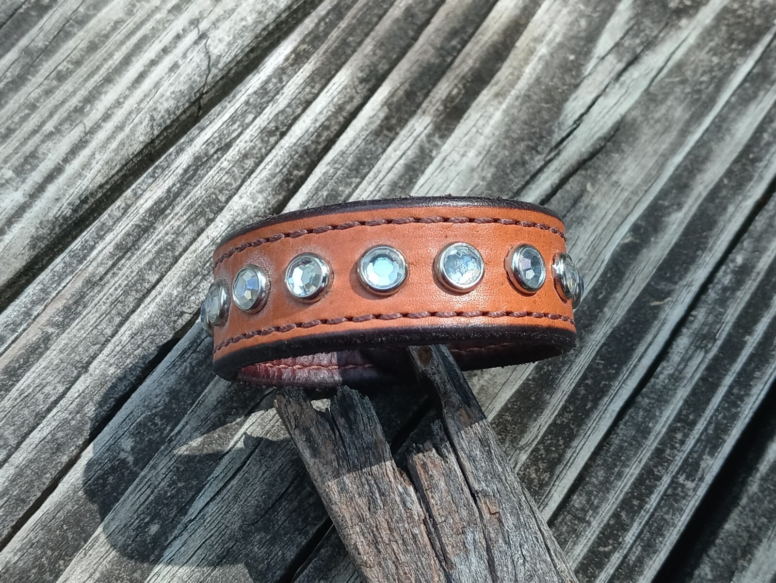 Bracelet Adjustable Size Rustic Brown Wrap Clear … - image 1