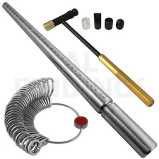 Steel Ring Mandrel (A-Z+6) / UK Finger Sizer Gauge (a-z+6) / 6 Part Hammer Set