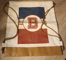 Backpack Bag Material With Leather Trim Drawstring 15×13" 