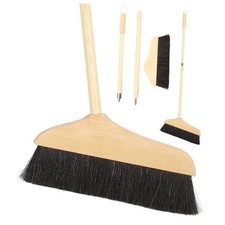 Horsehair Broom with Long Handle Soft Bristle Sweeper Wooden Broom Indoor for