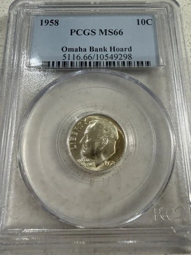 1958-P ROOSEVELT SILVER DIME PCGS MS66