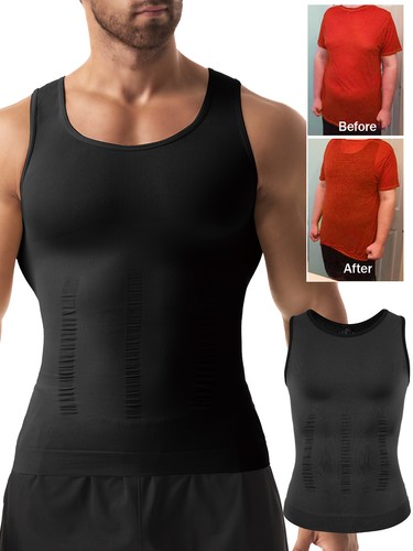 MEN SLIM VEST Body Shaper Chest Belly Waist Trainer Compression Shirt Underwear - Picture 16 of 23